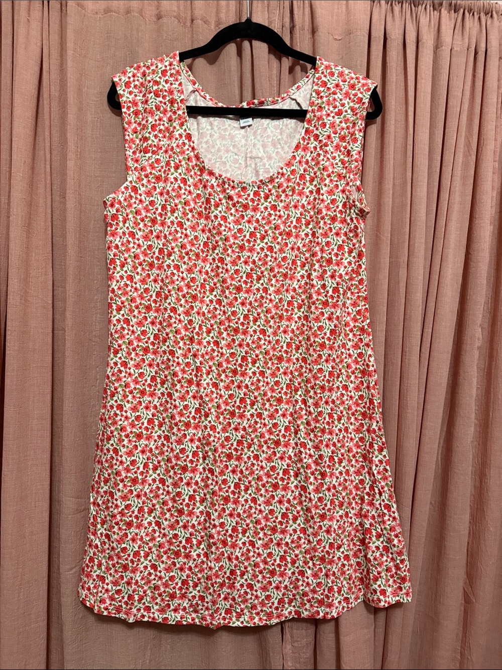 Old Navy Cream Mini Dress with Red Floral Print